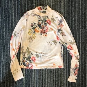 see through floral long sleeve
